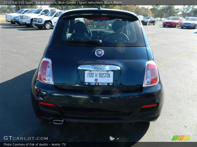 Verde Azzurro (Blue-Green) / Sport Nero/Nero (Black/Black) 2013 Fiat 500 Sport