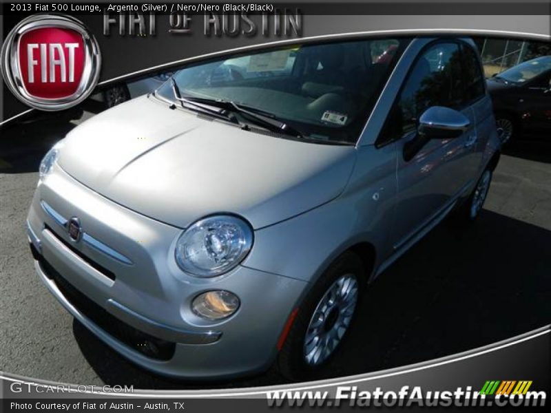 Argento (Silver) / Nero/Nero (Black/Black) 2013 Fiat 500 Lounge