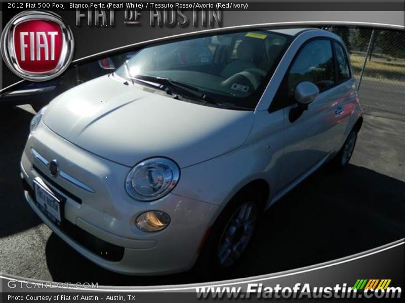 Bianco Perla (Pearl White) / Tessuto Rosso/Avorio (Red/Ivory) 2012 Fiat 500 Pop