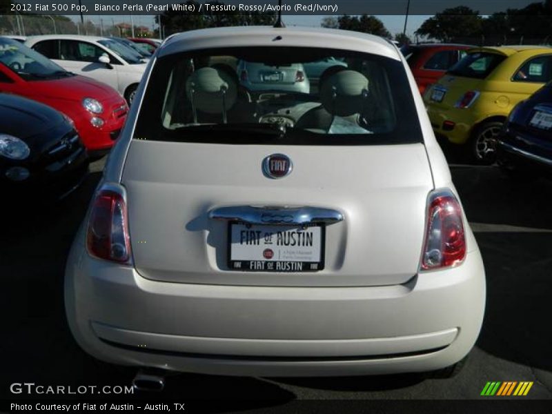 Bianco Perla (Pearl White) / Tessuto Rosso/Avorio (Red/Ivory) 2012 Fiat 500 Pop