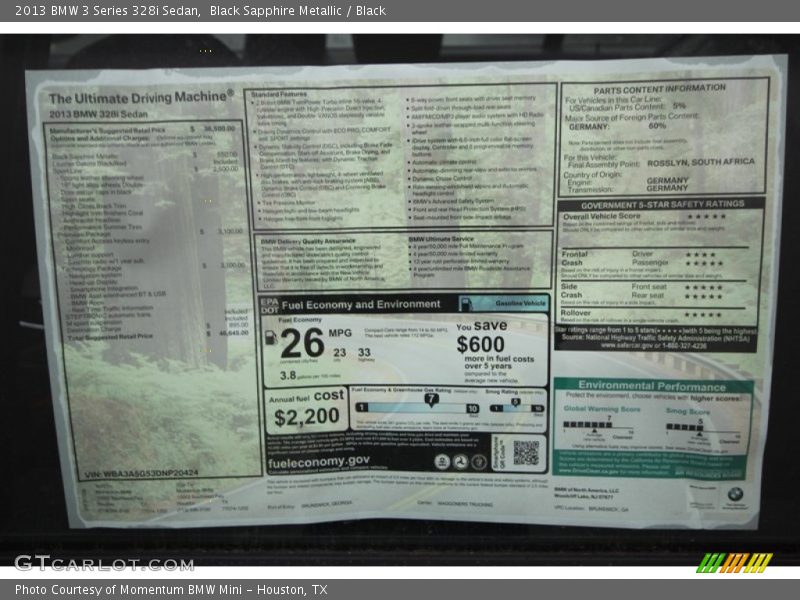 Black Sapphire Metallic / Black 2013 BMW 3 Series 328i Sedan