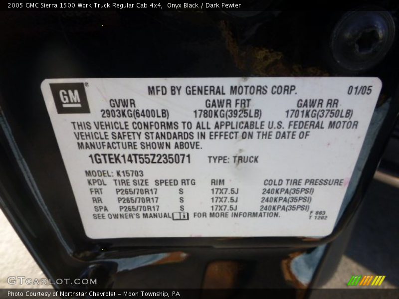 Onyx Black / Dark Pewter 2005 GMC Sierra 1500 Work Truck Regular Cab 4x4