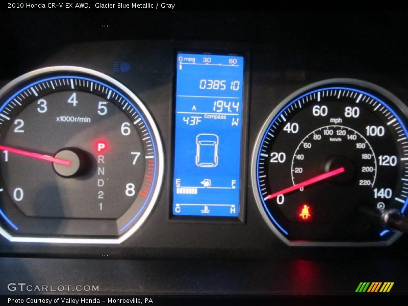 Glacier Blue Metallic / Gray 2010 Honda CR-V EX AWD