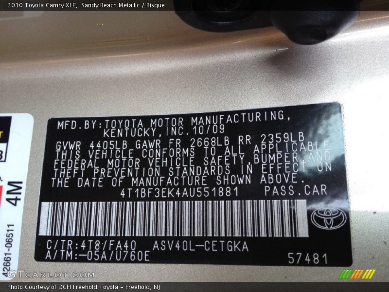 Sandy Beach Metallic / Bisque 2010 Toyota Camry XLE