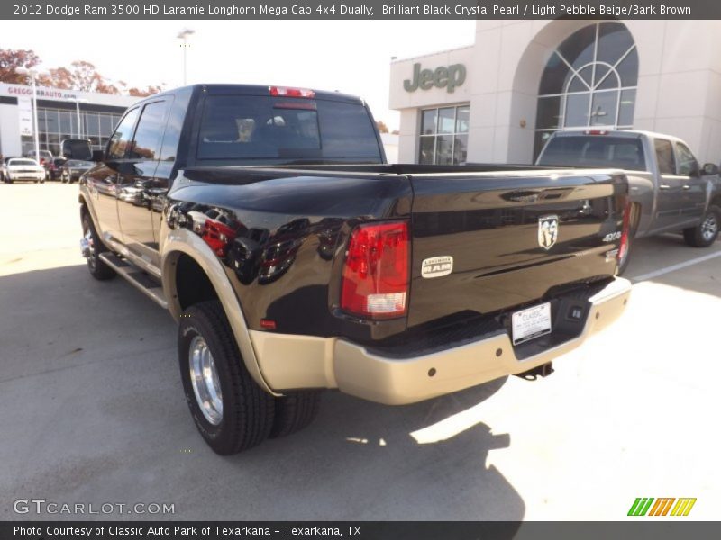 Brilliant Black Crystal Pearl / Light Pebble Beige/Bark Brown 2012 Dodge Ram 3500 HD Laramie Longhorn Mega Cab 4x4 Dually