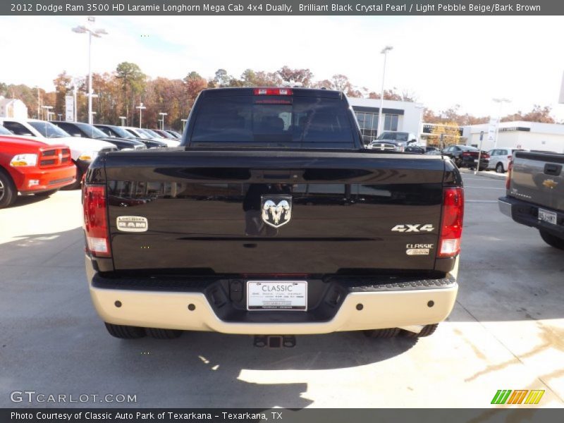 Brilliant Black Crystal Pearl / Light Pebble Beige/Bark Brown 2012 Dodge Ram 3500 HD Laramie Longhorn Mega Cab 4x4 Dually