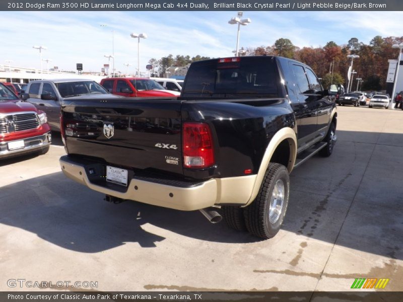 Brilliant Black Crystal Pearl / Light Pebble Beige/Bark Brown 2012 Dodge Ram 3500 HD Laramie Longhorn Mega Cab 4x4 Dually