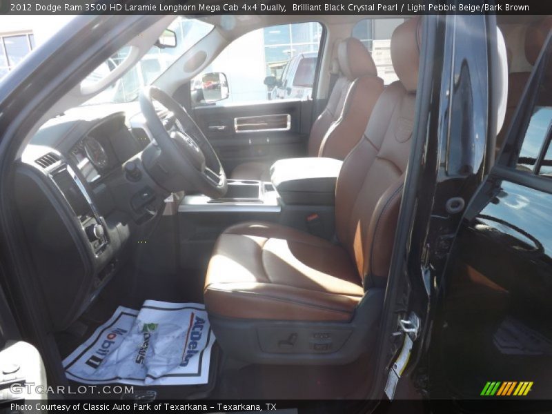 Brilliant Black Crystal Pearl / Light Pebble Beige/Bark Brown 2012 Dodge Ram 3500 HD Laramie Longhorn Mega Cab 4x4 Dually