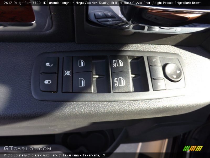 Brilliant Black Crystal Pearl / Light Pebble Beige/Bark Brown 2012 Dodge Ram 3500 HD Laramie Longhorn Mega Cab 4x4 Dually