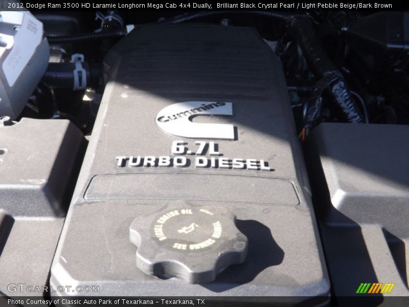 Brilliant Black Crystal Pearl / Light Pebble Beige/Bark Brown 2012 Dodge Ram 3500 HD Laramie Longhorn Mega Cab 4x4 Dually
