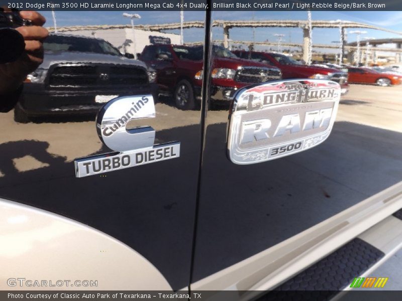 Brilliant Black Crystal Pearl / Light Pebble Beige/Bark Brown 2012 Dodge Ram 3500 HD Laramie Longhorn Mega Cab 4x4 Dually