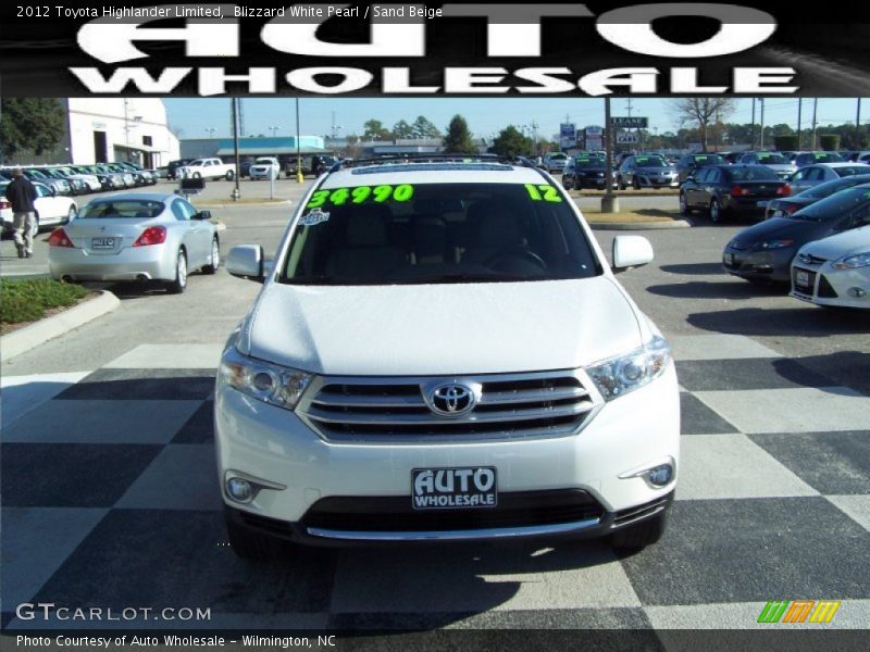 Blizzard White Pearl / Sand Beige 2012 Toyota Highlander Limited