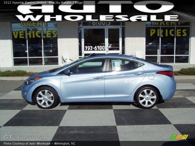 Blue Sky Metallic / Beige 2012 Hyundai Elantra Limited
