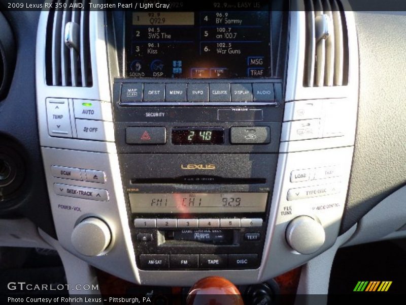 Tungsten Pearl / Light Gray 2009 Lexus RX 350 AWD