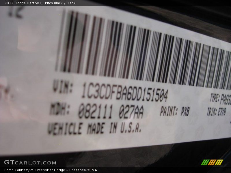 Pitch Black / Black 2013 Dodge Dart SXT