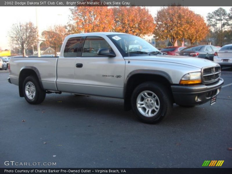 Bright Silver Metallic / Dark Slate Gray 2002 Dodge Dakota SXT Club Cab