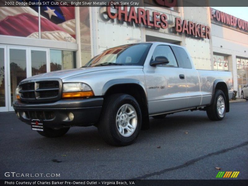 Bright Silver Metallic / Dark Slate Gray 2002 Dodge Dakota SXT Club Cab