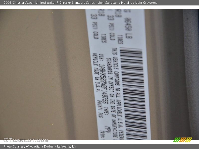 Light Sandstone Metallic / Light Graystone 2008 Chrysler Aspen Limited Walter P Chrysler Signature Series