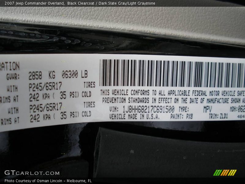 Black Clearcoat / Dark Slate Gray/Light Graystone 2007 Jeep Commander Overland