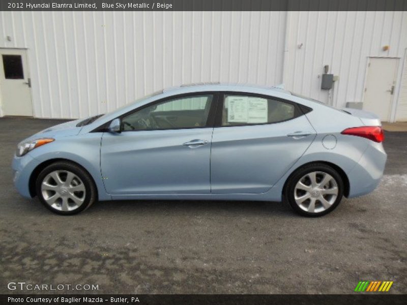 Blue Sky Metallic / Beige 2012 Hyundai Elantra Limited