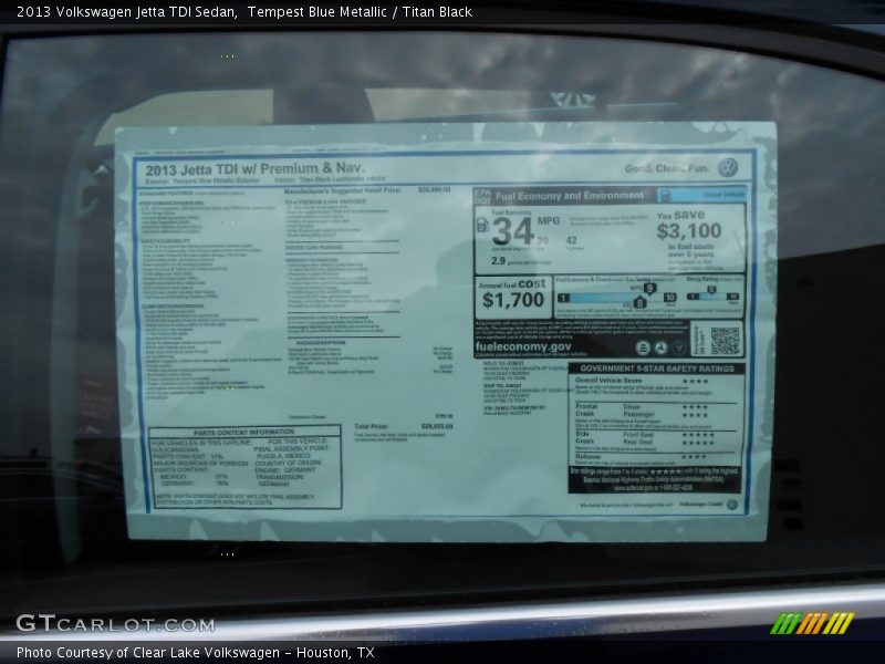 Tempest Blue Metallic / Titan Black 2013 Volkswagen Jetta TDI Sedan