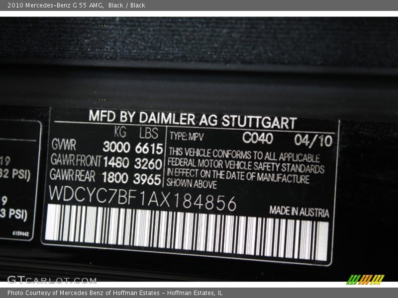 Black / Black 2010 Mercedes-Benz G 55 AMG