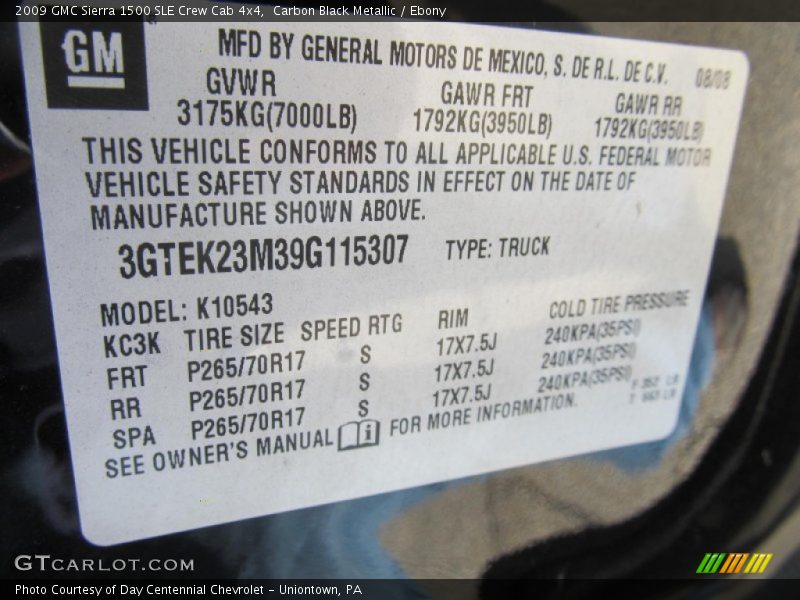Carbon Black Metallic / Ebony 2009 GMC Sierra 1500 SLE Crew Cab 4x4