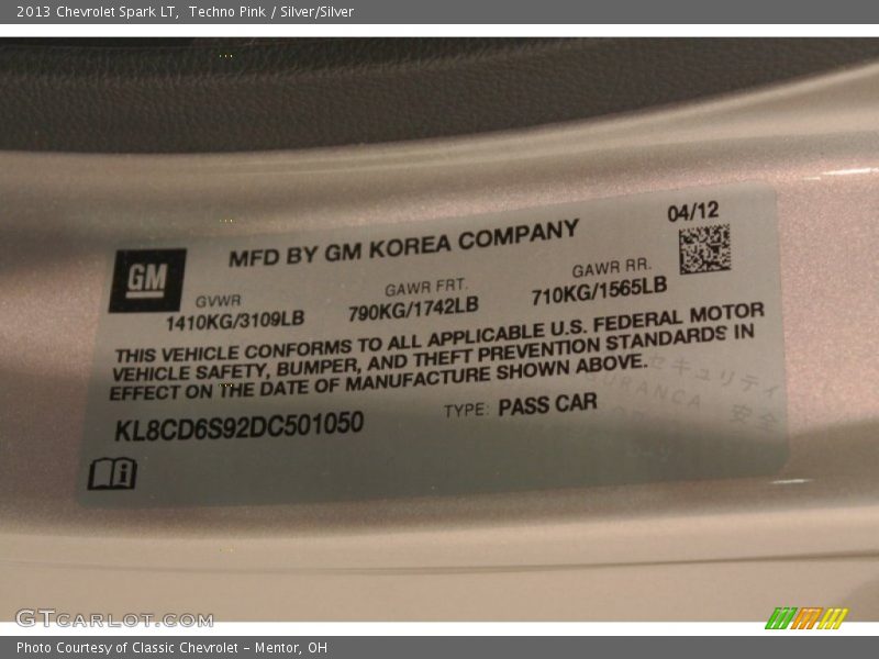 Techno Pink / Silver/Silver 2013 Chevrolet Spark LT