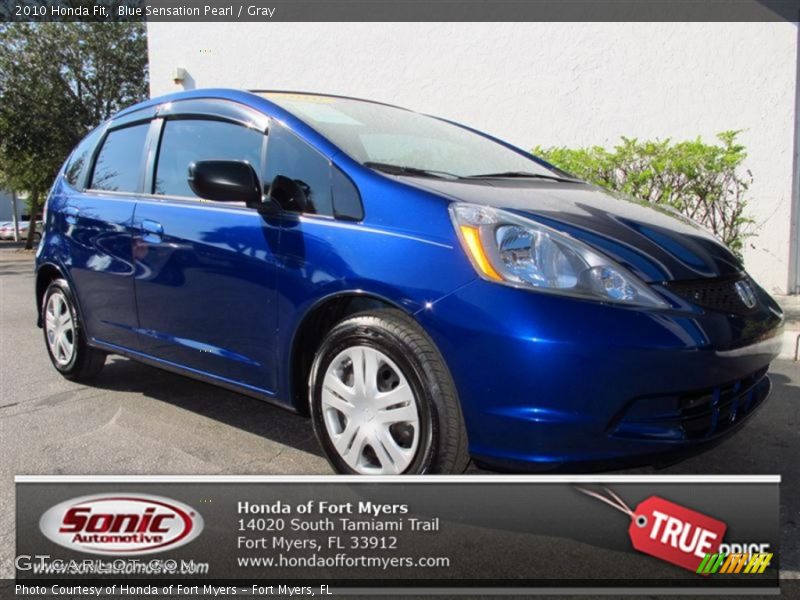 Blue Sensation Pearl / Gray 2010 Honda Fit