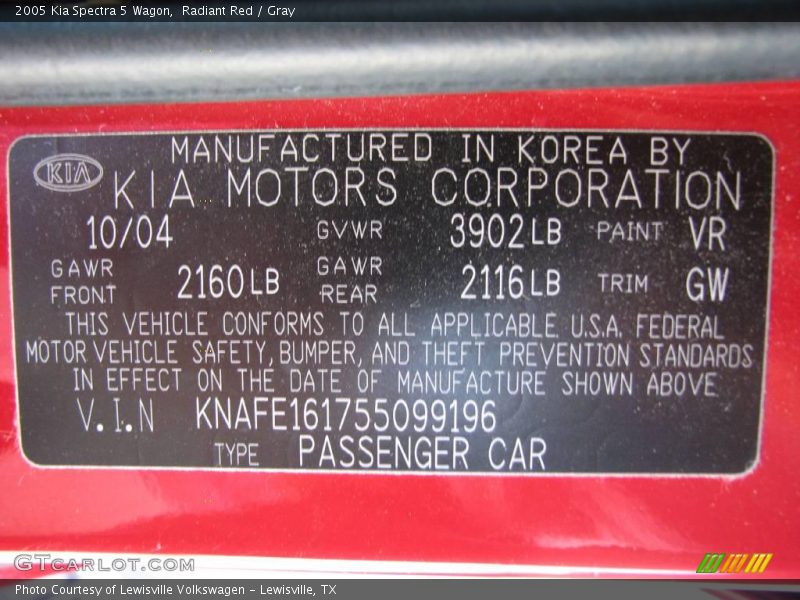 Radiant Red / Gray 2005 Kia Spectra 5 Wagon