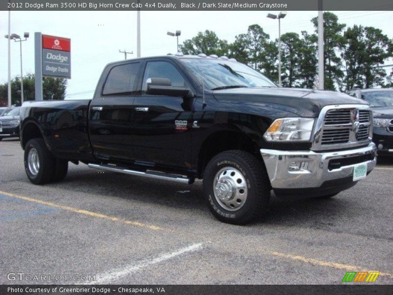 Black / Dark Slate/Medium Graystone 2012 Dodge Ram 3500 HD Big Horn Crew Cab 4x4 Dually