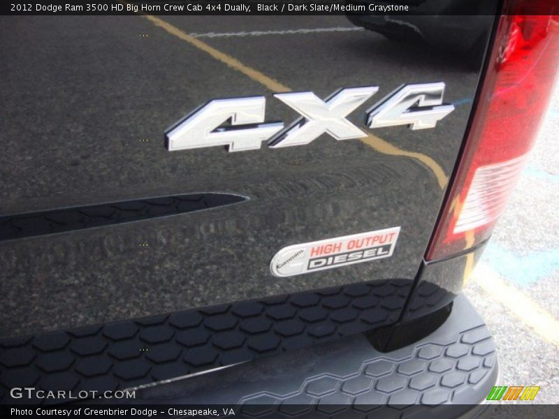 Black / Dark Slate/Medium Graystone 2012 Dodge Ram 3500 HD Big Horn Crew Cab 4x4 Dually