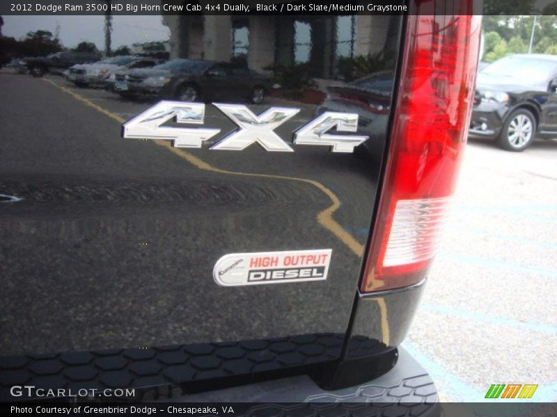 Black / Dark Slate/Medium Graystone 2012 Dodge Ram 3500 HD Big Horn Crew Cab 4x4 Dually
