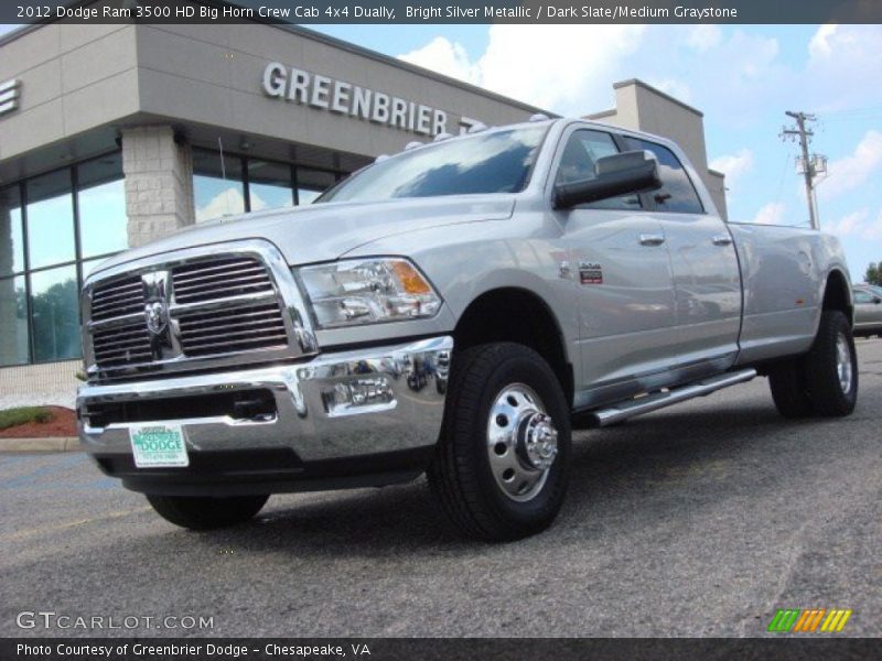 Bright Silver Metallic / Dark Slate/Medium Graystone 2012 Dodge Ram 3500 HD Big Horn Crew Cab 4x4 Dually