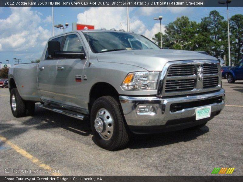 Bright Silver Metallic / Dark Slate/Medium Graystone 2012 Dodge Ram 3500 HD Big Horn Crew Cab 4x4 Dually