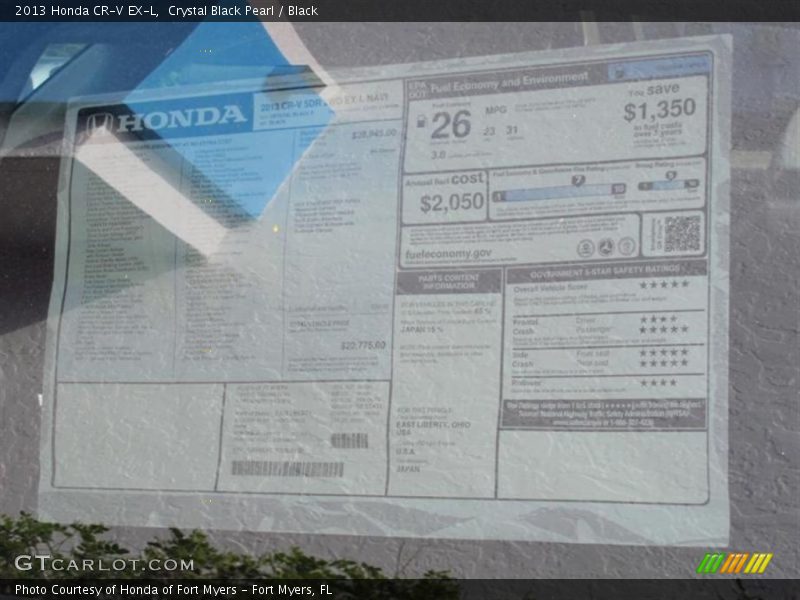 Crystal Black Pearl / Black 2013 Honda CR-V EX-L