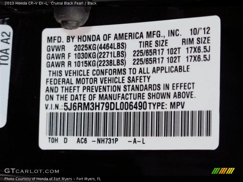 Crystal Black Pearl / Black 2013 Honda CR-V EX-L