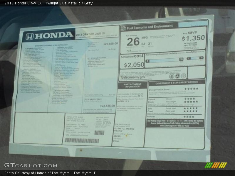Twilight Blue Metallic / Gray 2013 Honda CR-V LX