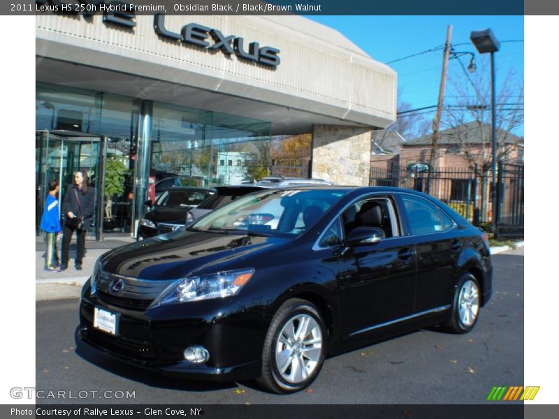 Obsidian Black / Black/Brown Walnut 2011 Lexus HS 250h Hybrid Premium