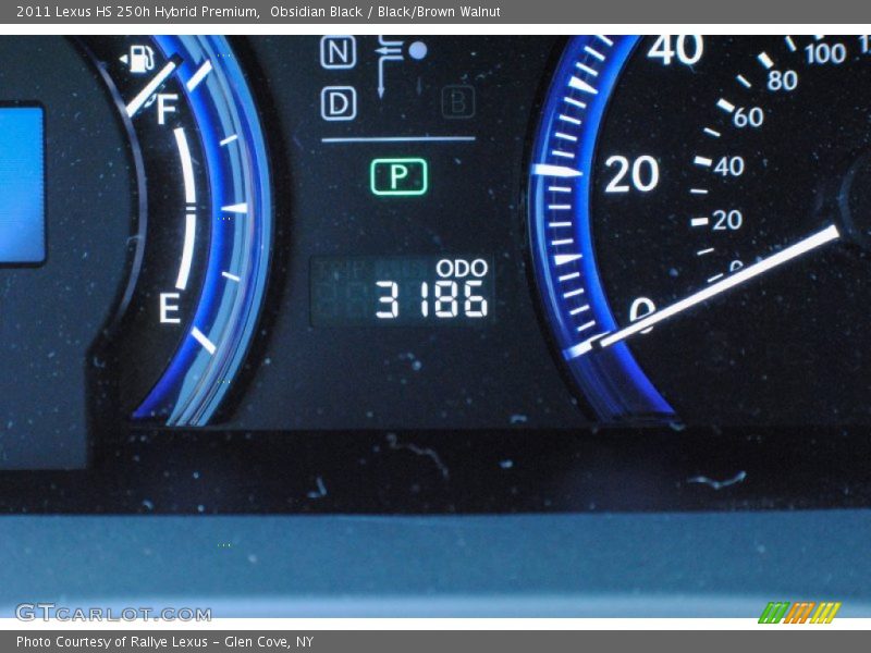 Obsidian Black / Black/Brown Walnut 2011 Lexus HS 250h Hybrid Premium