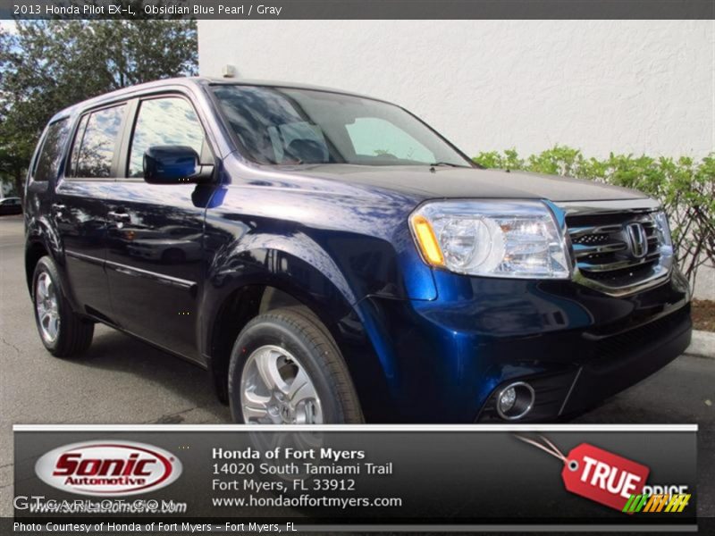 Obsidian Blue Pearl / Gray 2013 Honda Pilot EX-L