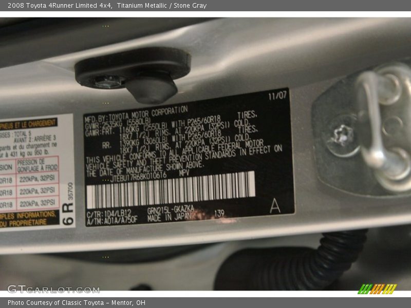 Titanium Metallic / Stone Gray 2008 Toyota 4Runner Limited 4x4