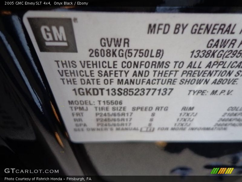 Onyx Black / Ebony 2005 GMC Envoy SLT 4x4