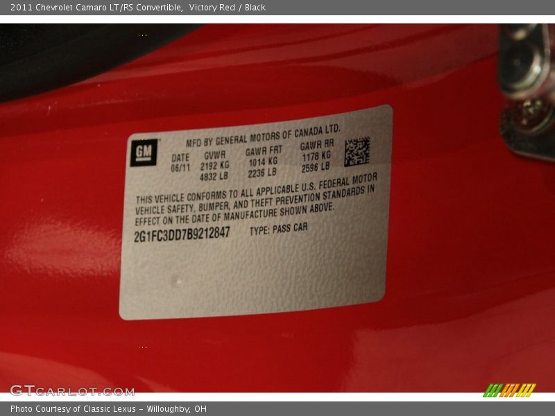 Victory Red / Black 2011 Chevrolet Camaro LT/RS Convertible