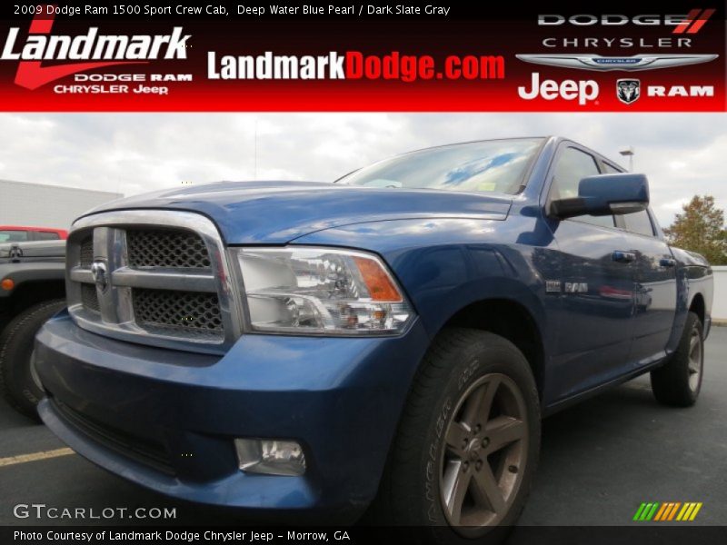 Deep Water Blue Pearl / Dark Slate Gray 2009 Dodge Ram 1500 Sport Crew Cab
