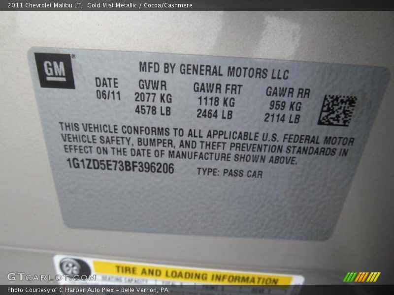 Gold Mist Metallic / Cocoa/Cashmere 2011 Chevrolet Malibu LT
