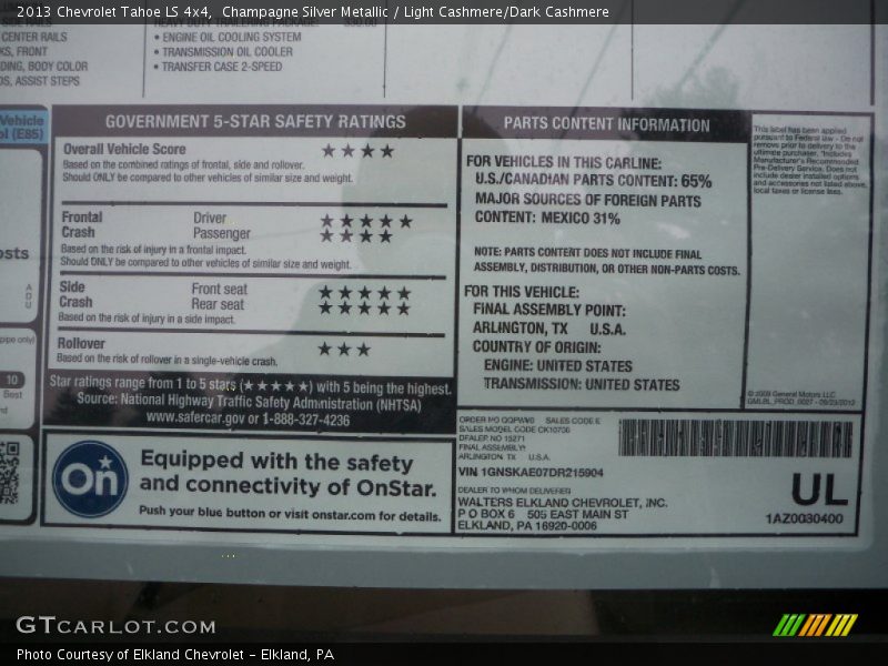 Champagne Silver Metallic / Light Cashmere/Dark Cashmere 2013 Chevrolet Tahoe LS 4x4