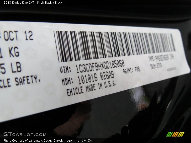 Pitch Black / Black 2013 Dodge Dart SXT