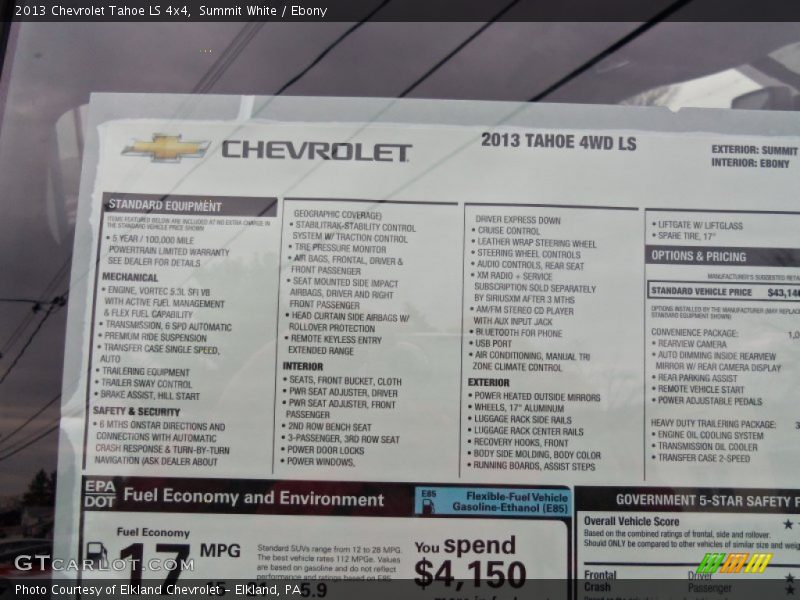 Summit White / Ebony 2013 Chevrolet Tahoe LS 4x4