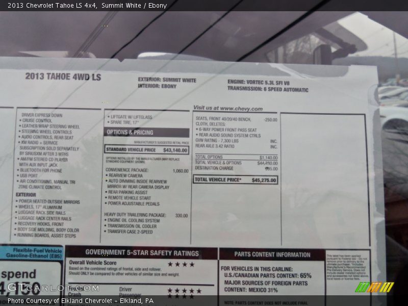Summit White / Ebony 2013 Chevrolet Tahoe LS 4x4